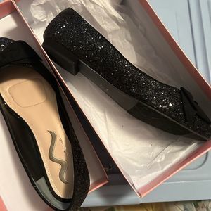 Nina 9.5 black glitter flats NWT and NIB